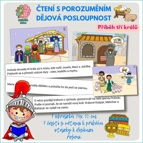 Čtení s porozuměním a dějová posloupnost: Tři králové 1