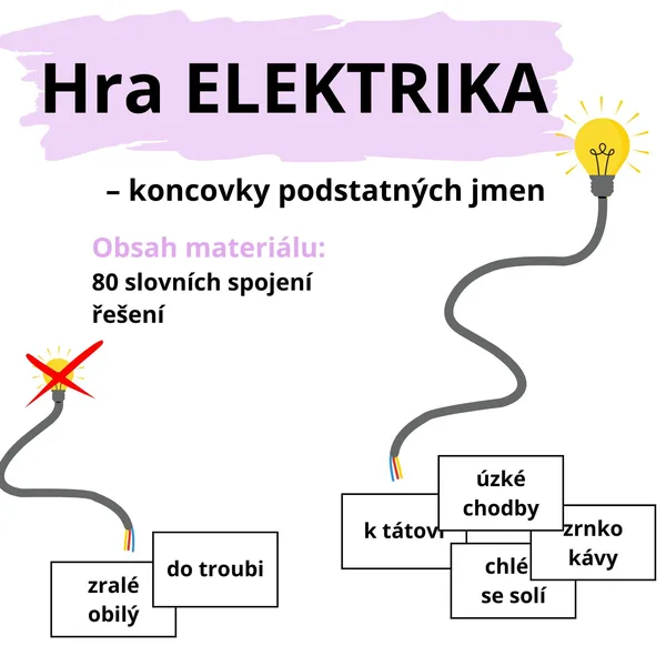 Hra ELEKTRIKA – koncovky podstatných jmen 1