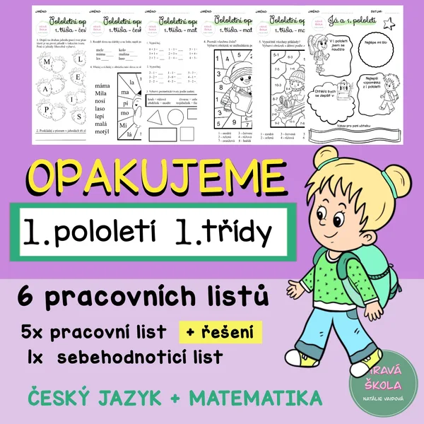 POLOLETNÍ OPAKOVÁNÍ 1. ROČNÍKU - ČESKÝ JAZYK a MATEMATIKA - 5 PL - SEBEHODNOCENÍ 1