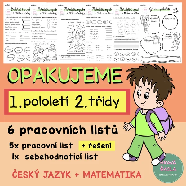 POLOLETNÍ OPAKOVÁNÍ 2. ROČNÍKU - ČESKÝ JAZYK a MATEMATIKA - 5 PL - SEBEHODNOCENÍ 1