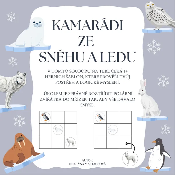 Zvířátka ze sněhu a ledu - Polární logická tabulka 1