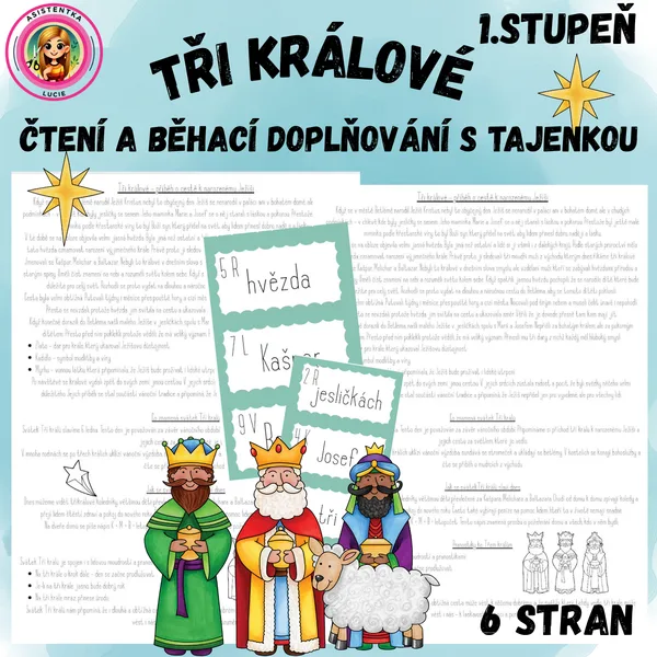 Tři králové - čtení a běhací doplňování s tajenkou 1