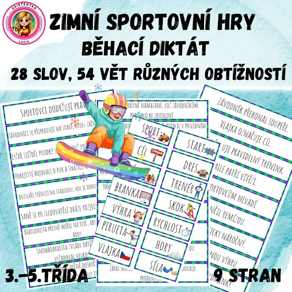 Zimní sportovní hry - běhací diktát pro 3. - 5. třídu 1