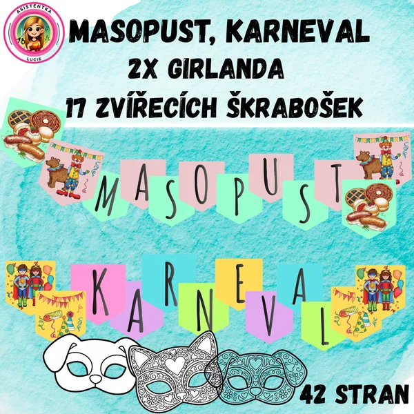 Masopust a karneval - girlandy a zvířecí škrabošky 1