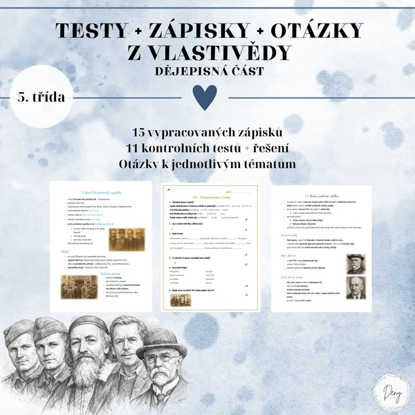 Balíček - Zápisky, testy a otázky z vlastivědy (dějepisná část) 5.ročník 1
