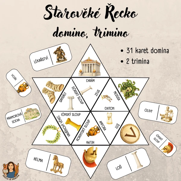 Starověké Řecko - domino, trimino 1