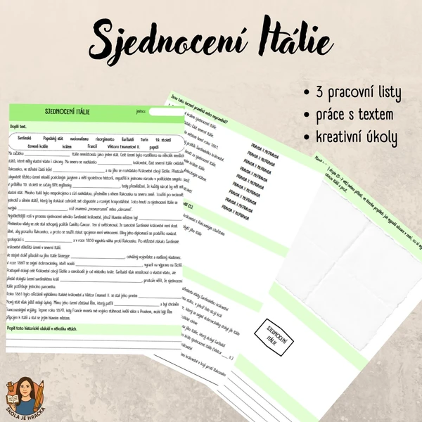 Sjednocení Itálie - pracovní list 1