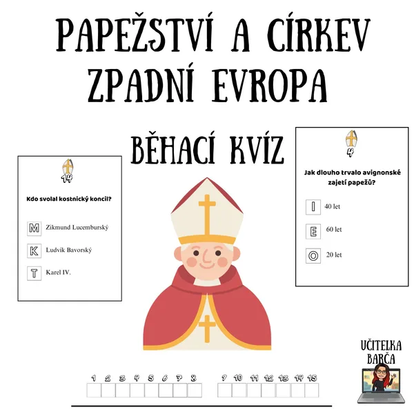 Běhací kvíz - papežství a církev (západní Evropa) 1