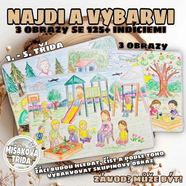 NAJDI A VYBARVI - 3 obrazy s indíciemi 1