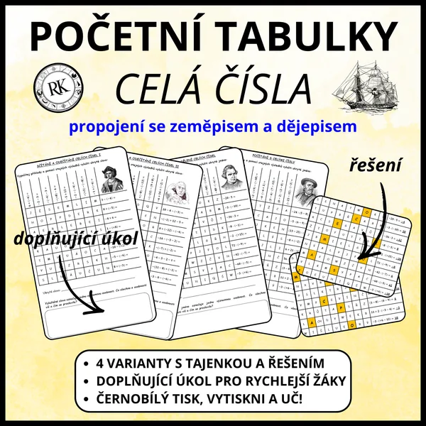 Celá čísla - Početní tabulky 1