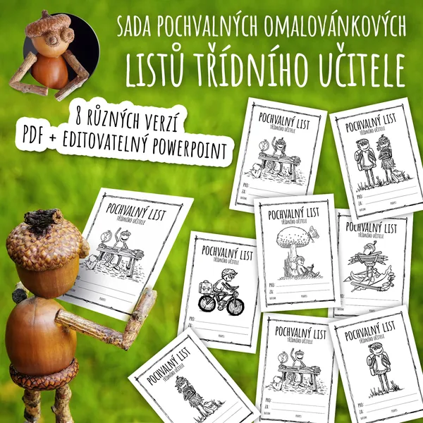 Sada pochvalných omalovánkových listů třídního učitele 1