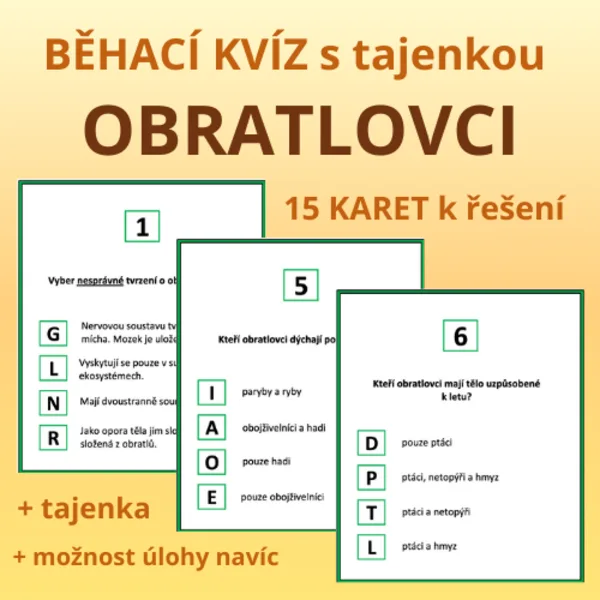 BĚHACÍ KVÍZ s tajenkou – OBRATLOVCI 1