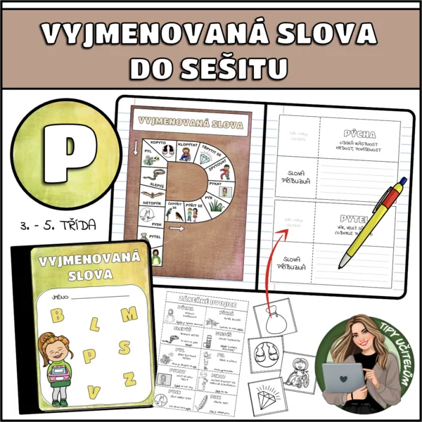 Vyjmenovaná slova do sešitu - P 1