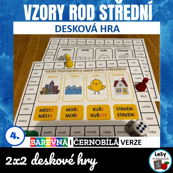 Vzory podstatných jmen, střední rod - desková hra 1