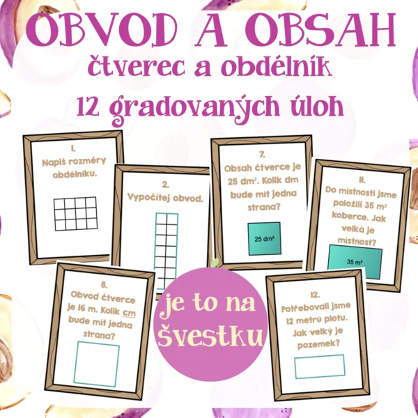 obvod, obsah - čtverec, obdélník 1