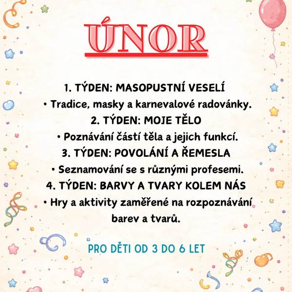 Únor - týdenní přípravy do MŠ  1