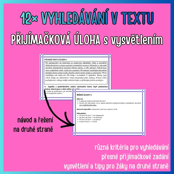 ČJL PŘIJÍMAČKY Vyhledávání v textu (oboustranné karty), okruh č. 6: Tvarosloví 1