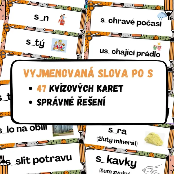 Vyjmenovaná slova po S - 47 kvízových karet se správným řešením. 1