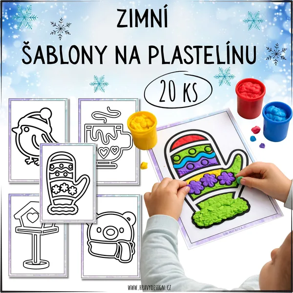Zimní šablony na plastelínu, modelínu  1