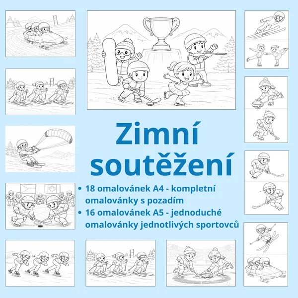Zimní soutěžení - omalovánky 1