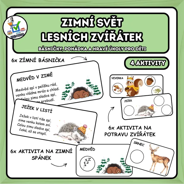 Zimní svět lesních zvířátek - Básničky, pohádka a hravé úkoly pro děti 1