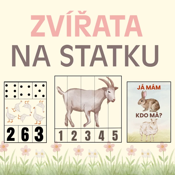 Zvířata na statku - skládání, poznávání 1