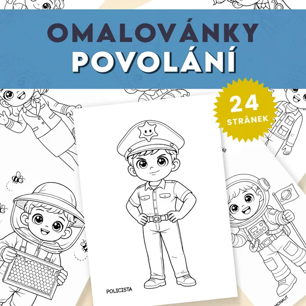 Povolání - sada 24 omalovánek k tisku 1
