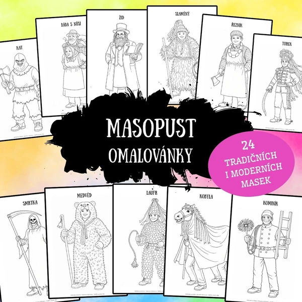 Masopust - omalovánky (24 tradičních i moderních masek) 1