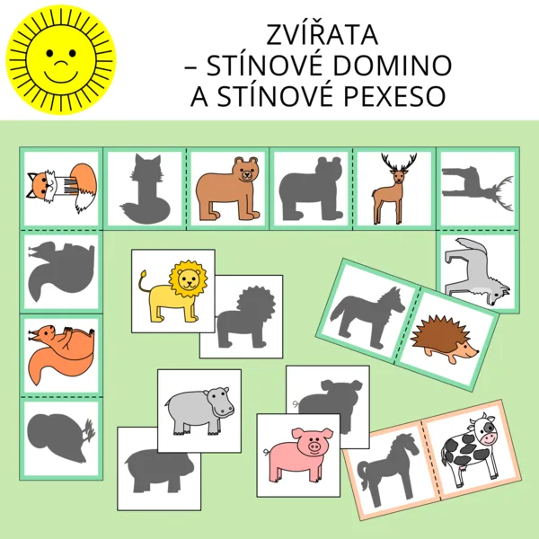 ZVÍŘATA – STÍNOVÉ DOMINO A STÍNOVÉ PEXESO 1