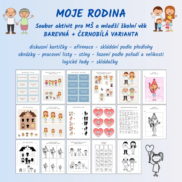 Moje rodina - velký soubor aktivit pro MŠ a mladší školní věk 1