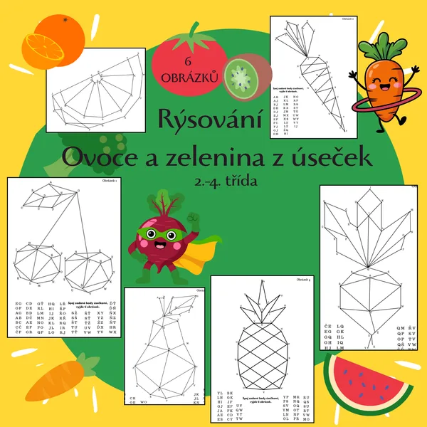 Obrázky z úseček - Ovoce a zelenina 1