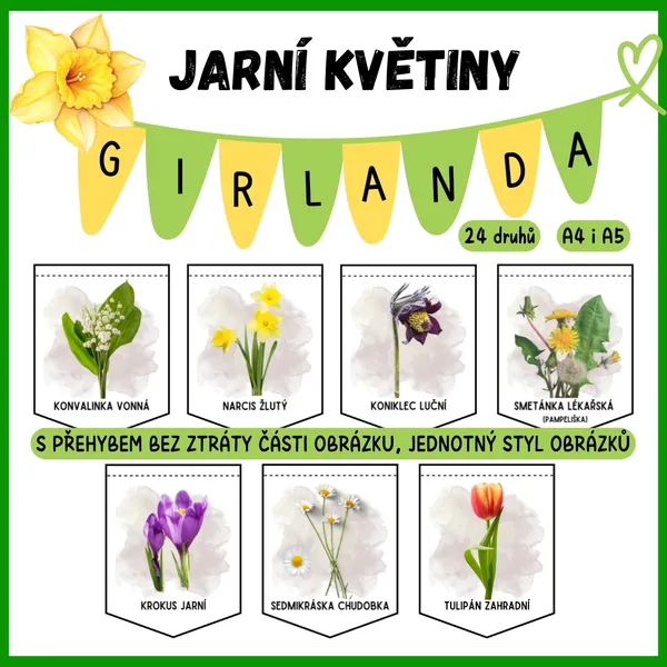 JARNÍ KVĚTINY - girlanda/demonstrační karty 1