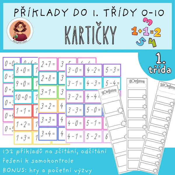 Kartičky s příklady do 1. třídy 0-10 1