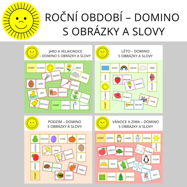 ROČNÍ OBDOBÍ - DOMINO S OBRÁZKY A SLOVY 1