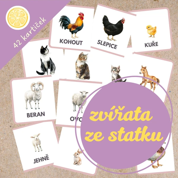 ZVÍŘATA ZE STATKU A JEJICH MLÁĎATA - obrázkové demonstrační karty 1