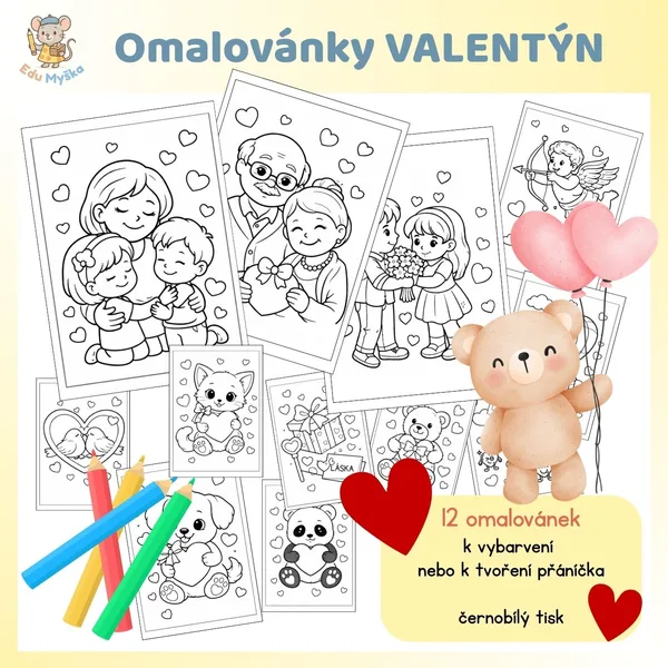 Valentýnské omalovánky 1