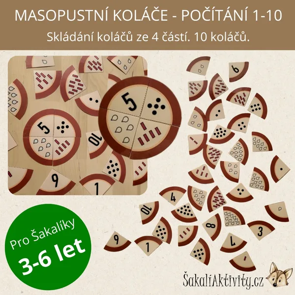 MASOPUSTNÍ KOLÁČE - počítání 1-10 1
