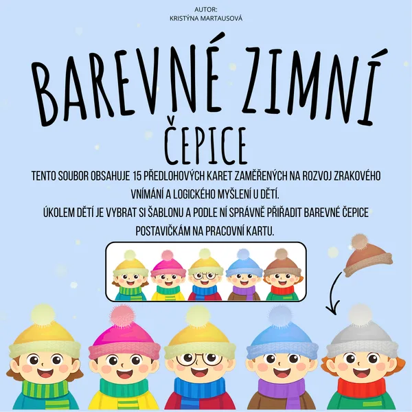 Barevné zimní čepice - Skládání podle předlohy 1