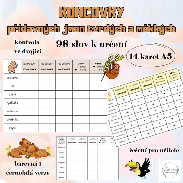 KONCOVKY přídavných jmen tvrdých a měkkých 1