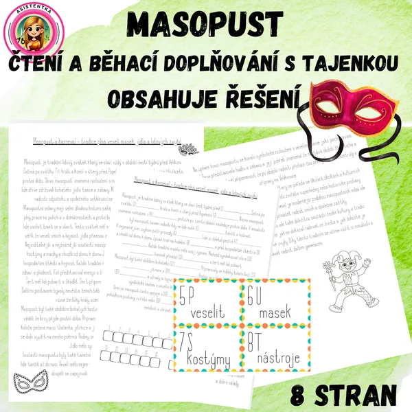 Masopust - čtení a běhací doplňování s tajenkou 1