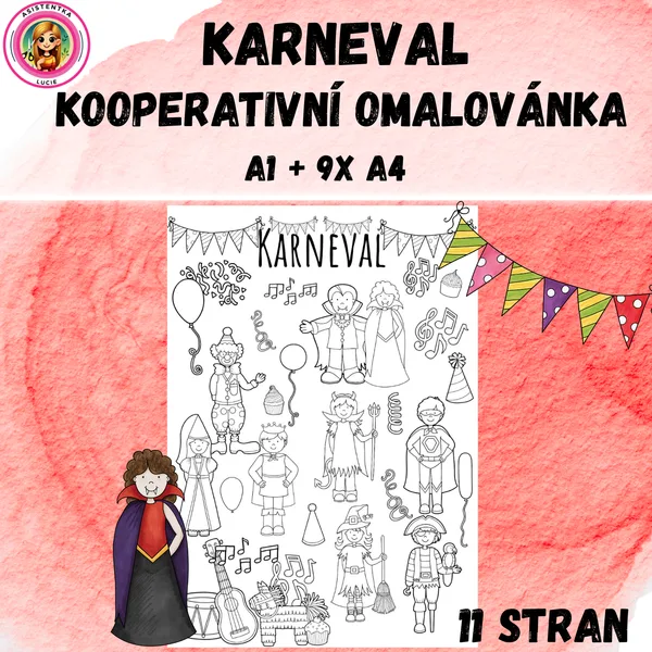 Karneval - kooperativní omalovánka A1 1