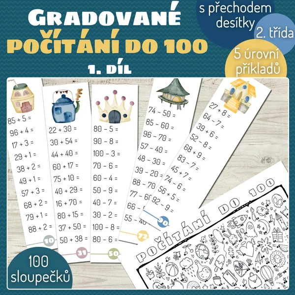 Gradované počítání do 100 s přechodem desítky - 1. díl 1
