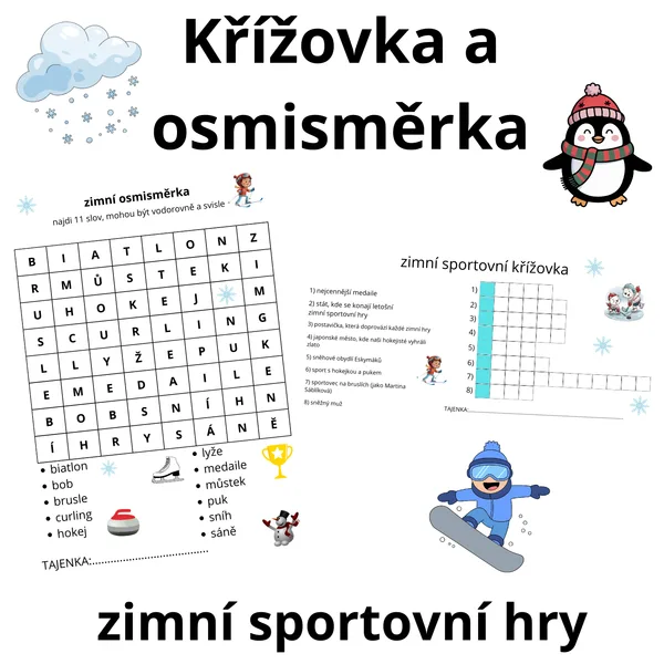 Zimní sportovní balíček - křížovka a osmisměrka 1