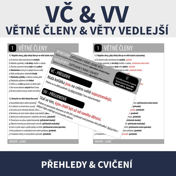 VĚTNÉ ČLENY A VĚTY VEDLEJŠÍ (VČ, VV) 1