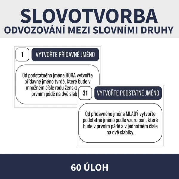SLOVOTVORBA (přijímačková úloha, podstatná a přídavná jména) 1