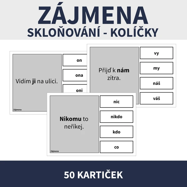 ZÁJMENA - SKLOŇOVÁNÍ (kolíčkování, kolíčky) 1
