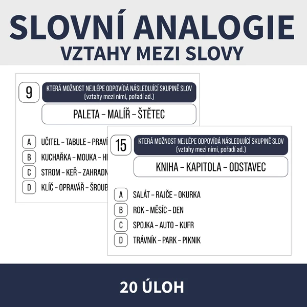 SLOVNÍ ANALOGIE (vztahy mezi slovy, přijímačková úloha) 1
