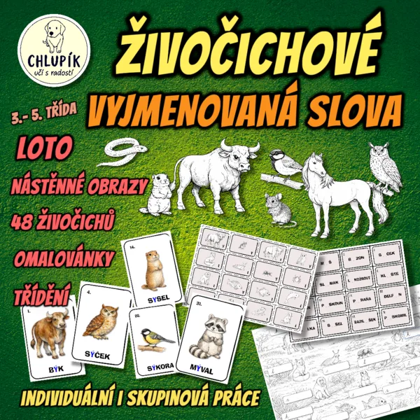 ŽIVOČICHOVÉ - VYJMENOVANÁ SLOVA 1