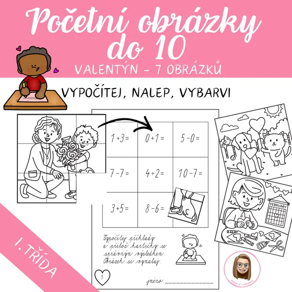 VALENTÝN - početní obrázky do 10 1