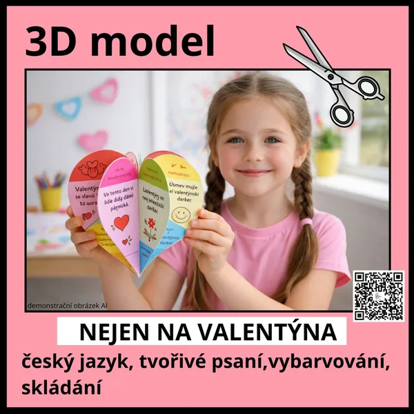 VALENTÝNSKÉ SRDCE - 3D model, tvořivá aktivita na 2-3h 1